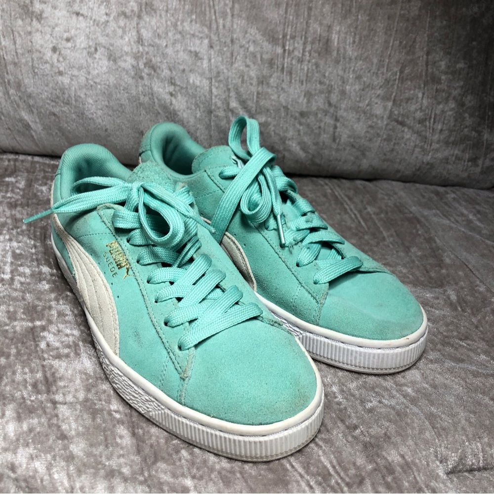 Puma mint green suede sneaker tennis shoe size 9 - Picture 3 of 15